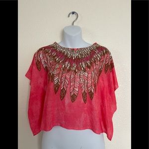 Mudd Women’s Pink Feather Style crop Top